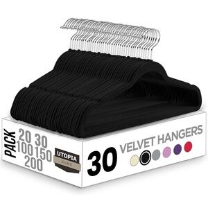 Utopia Home Black Velvet Hangers - 30 Pack